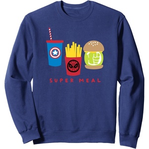 image:imageAmazon Essentials Marvel Super Heroes Super Meal Burger and Fries SweatshirtNavy Blue