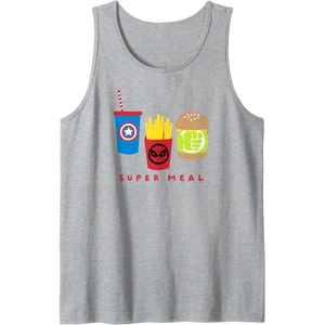 image:imageAmazon Essentials Marvel Super Heroes Super Meal Burger and Fries Tank TopHeather Grey