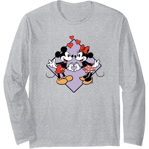 image:imageAmazon Essentials Mickey and Minnie Smiling in Love Valentines Day Long Sleeve TShirtHeather Grey