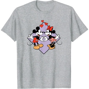 image:imageAmazon Essentials Mickey and Minnie Smiling in Love Valentines Day Short Sleeve TShirtHeather Grey
