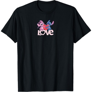 image:imageAmazon Essentials Stitch and Angel Love Valentines Day TShirtBlack