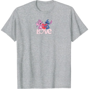 image:imageAmazon Essentials Stitch and Angel Love Valentines Day TShirtHeather Grey