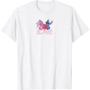 image:imageAmazon Essentials Stitch and Angel Love Valentines Day TShirtWhite