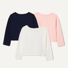 image:imageAmazon Essentials Girls and Toddlers Long Sleeve Cotton TShirts Pack of 3IvoryNavyPink