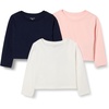 image:imageAmazon Essentials Girls and Toddlers Long Sleeve Cotton TShirts Pack of 3IvoryNavyPink