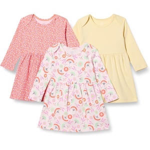 image:imageAmazon Essentials BabyGirls Cotton LongSleeve Dress Pack of 3Pale YellowFlorals