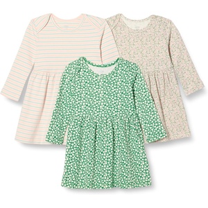 image:imageAmazon Essentials BabyGirls Cotton LongSleeve Dress Pack of 3Sage Green Ditsy FloralStripe