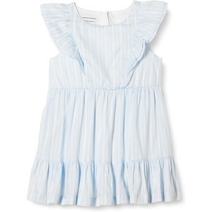 image:imageAmazon Essentials Girls and Toddlers Ruffle Woven DressLight Blue Stripes