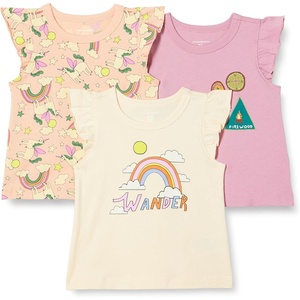 image:imageAmazon Essentials Girls and Toddlers Sleeveless Ruffle TShirtBadgesUnicornWander