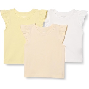 image:imageAmazon Essentials Girls and Toddlers Sleeveless Ruffle TShirtBeigePale YellowWhite