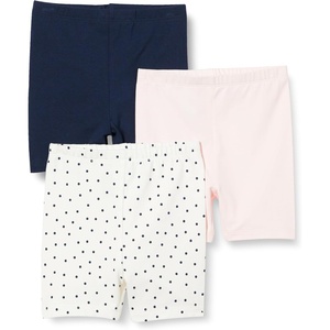 image:imageAmazon Essentials Toddler and Baby Girls Cotton Stretch Jersey Bike ShortsNavyPale PinkDots