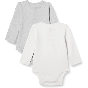 image:imageAmazon Essentials Unisex Babies LongSleeve Cotton Henley Bodysuits Pack of 2IvoryLight Grey Heather