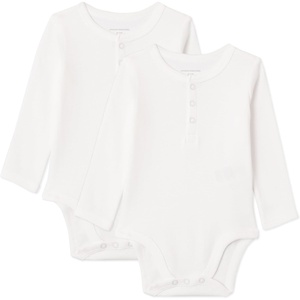 image:imageAmazon Essentials Unisex Babies LongSleeve Cotton Henley Bodysuits Pack of 2White