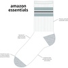 image:imageAmazon Essentials Boys and Toddlers Cushioned Athletic Crew Sports Socks for School KidsWhite With Color StripeWhite With Grey Heather Heel  Toe