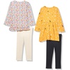 image:imageAmazon Essentials Girls and Toddlers LongSleeve Ruffle Outfit Set with Bowknot Design Pack of 4GoldDitsy Floral