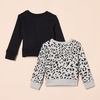 image:imageAmazon Essentials Girls and Toddlers Relaxed Fit Fleece Crewneck Pullover Sweatshirts Pack of 2BlackLight Grey Heather Leopard