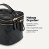 image:imageAmazon Essentials Womens Quilted Makeup Bag with Brush Storage Pink Floral One SizeBlack Faux Leather