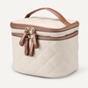 image:imageAmazon Essentials Womens Quilted Makeup Bag with Brush Storage Pink Floral One SizeIvory Faux Leather
