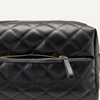 image:imageAmazon Essentials Womens Quilted Travel Makeup Bag with Mesh Compartments Pink Floral One SizeBlack Faux Leather