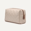image:imageAmazon Essentials Womens Quilted Travel Makeup Bag with Mesh Compartments Pink Floral One SizeIvory Faux Leather
