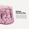 image:imageAmazon Essentials Womens Quilted Travel Makeup Bag with Mesh Compartments Pink Floral One SizePink Floral
