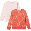 image:imageAmazon Essentials Girls and Toddlers Relaxed Fit Fleece Crewneck Pullover Sweatshirts Pack of 2Light PinkOrange Floral