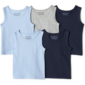 image:imageAmazon Essentials Boys Cotton Jersey Tank Top Undershirt Pack of 5Light Blue  Navy  Light Grey Heather