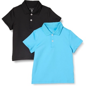 image:imageAmazon Essentials Boys and Toddlers ShortSleeve Active Performance Polo Shirts for School Uniform Pack of 2Aqua BlueBlack