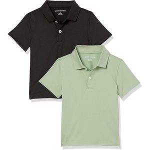 image:imageAmazon Essentials Boys and Toddlers ShortSleeve Active Performance Polo Shirts for School Uniform Pack of 2BlackOlive