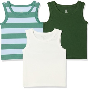 image:imageAmazon Essentials Boys and Toddlers Tank TopsDark OliveWhiteRugby Stripe