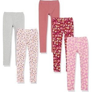 image:imageAmazon Essentials Girls and Toddlers Cotton Stretch Leggings5pack Pink Mushroom