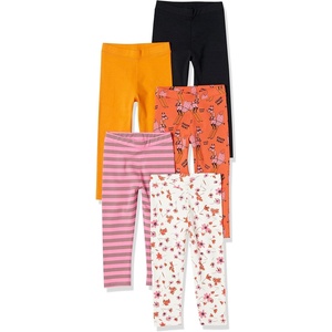 image:imageAmazon Essentials Girls and Toddlers Cotton Stretch LeggingsBlackMustard YellowPink StripeSkiing FoxesWhite Floral