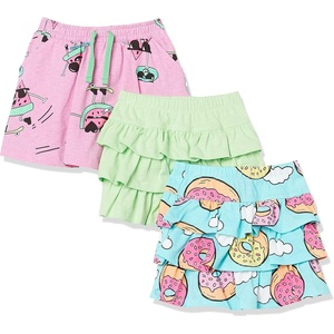 image:imageAmazon Essentials Girls and Toddlers Knitted Ruffle Scooter Skirts with Elastic Waist and Built in ShortsBlue DonutMint GreenPink Fruit