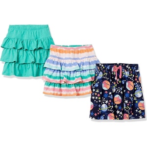 image:imageAmazon Essentials Girls and Toddlers Knitted Ruffle Scooter Skirts with Elastic Waist and Built in ShortsNavy SpaceTurquoise GreenWhite Tie Dye