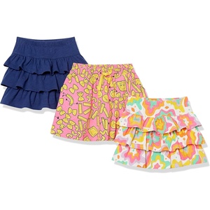 image:imageAmazon Essentials Girls and Toddlers Knitted Ruffle Scooter Skirts with Elastic Waist and Built in ShortsNavyPink CandyWhite Rainbow Print