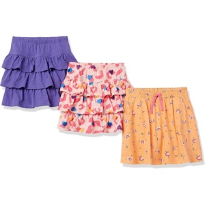 image:imageAmazon Essentials Girls and Toddlers Knitted Ruffle Scooter Skirts with Elastic Waist and Built in ShortsPurpleLight PinkOrange