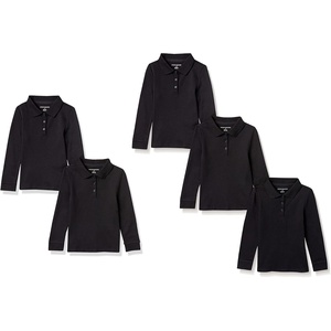 image:imageAmazon Essentials Girls and Toddlers LongSleeve School Uniform Interlock Polo ShirtsBlack