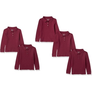 image:imageAmazon Essentials Girls and Toddlers LongSleeve School Uniform Interlock Polo ShirtsBurgundy