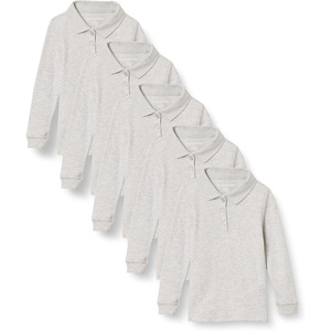 image:imageAmazon Essentials Girls and Toddlers LongSleeve School Uniform Interlock Polo ShirtsGrey Heather