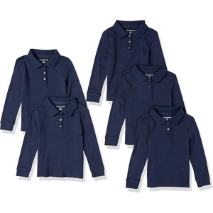 image:imageAmazon Essentials Girls and Toddlers LongSleeve School Uniform Interlock Polo ShirtsNavy