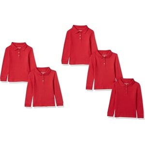 image:imageAmazon Essentials Girls and Toddlers LongSleeve School Uniform Interlock Polo ShirtsRed