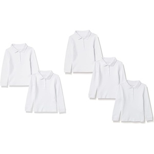 image:imageAmazon Essentials Girls and Toddlers LongSleeve School Uniform Interlock Polo ShirtsWhite