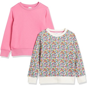 image:imageAmazon Essentials Girls and Toddlers Relaxed Fit Fleece Crewneck Pullover Sweatshirts Pack of 2PinkWhite Ditsy Floral