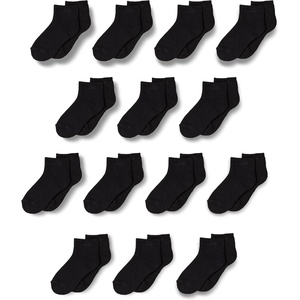 image:imageAmazon Essentials Unisex Kids and Toddlers Cotton Ankle Socks Cushioned 14 PairsBlack