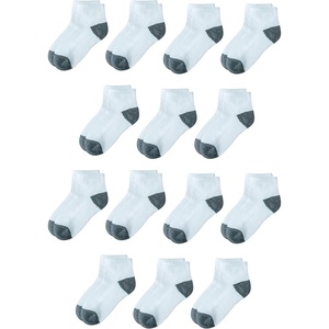 image:imageAmazon Essentials Unisex Kids and Toddlers Cotton Ankle Socks Cushioned 14 PairsGrey Heather White