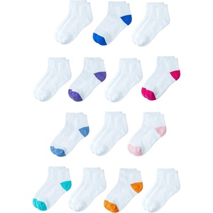 image:imageAmazon Essentials Unisex Kids and Toddlers Cotton Ankle Socks Cushioned 14 PairsMulticolor