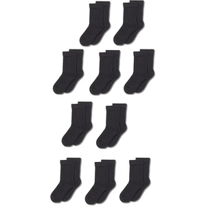 image:imageAmazon Essentials Unisex Kids and Toddlers Cushioned Cotton Crew Socks 10 PairsBlack
