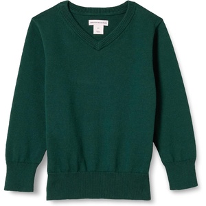 image:imageAmazon Essentials Unisex Kids and Toddlers School Uniform Cotton VNeck SweaterDark Green Heather
