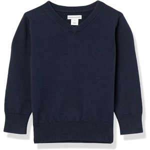 image:imageAmazon Essentials Unisex Kids and Toddlers School Uniform Cotton VNeck SweaterNavy Heather