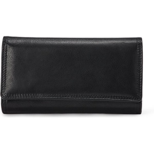 image:imageAmazon Essentials Womens Long Flap Continental Leather Wallet with Snap Closure Black One SizeBlack